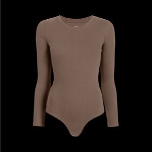 Long Sleeved Ribbed Crewneck Bodysuit